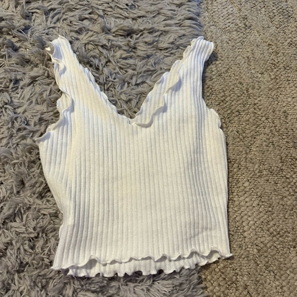 white cropped rib tank